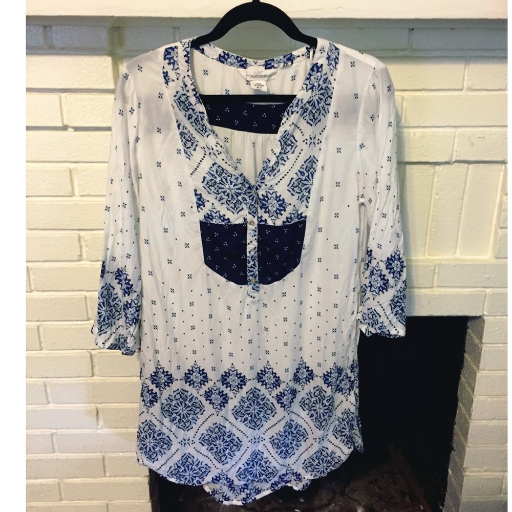 Blue & White Pattern Cotton Dress